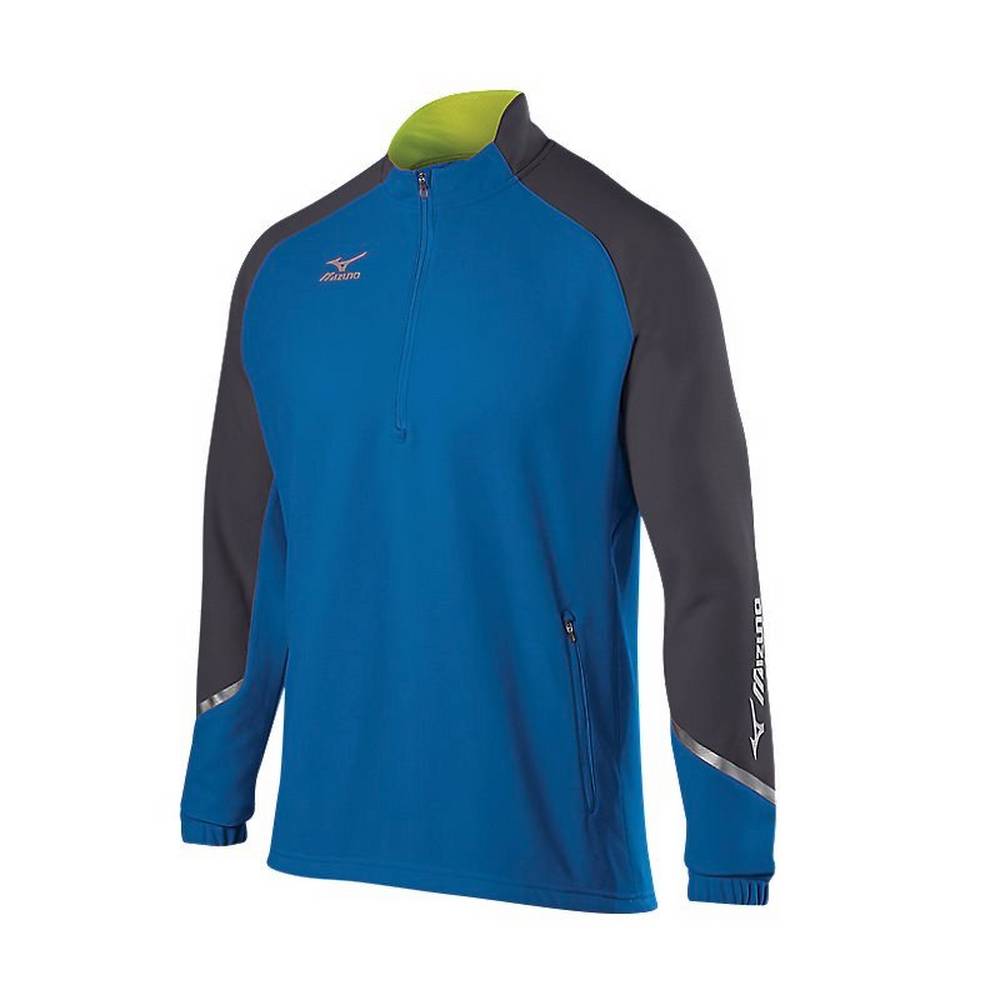 Pullover Mizuno Elite 1/2 Zip Hombre Azul Real/Gris Comprar VMIX-56730